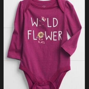 GAP Purple Wild Flower Long Sleeve Bodysuit - Size 6-12 Months